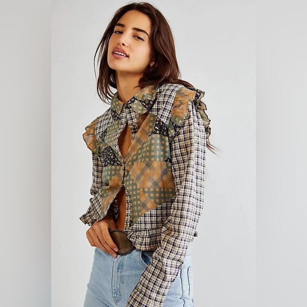 Free People Ella Patchwork Top